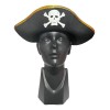 Sombrero pirata negro con contorno oro para halloween