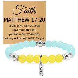 Religious Encouragement Bead Bracelet Jewelry Christian Inspirational Gifts for Her Baptism Confirmation Christmas Easter Beaded Stretch Bracelets for Women Faith Religious Gifts Spiritual Present