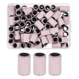 sourcing map 100pcs Small Sanding Bands 150 Grit for Nail Drill Bits Mini Sanding Band for Nails Gel Manicures Light Pink