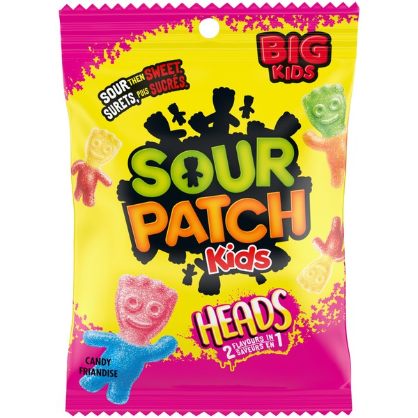 Sour Patch Kids Big Heads Candy, Gummy Candy, Sour Candy, 154g