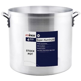 Winco USA Super Aluminum Stock Pot, Heavy Weight, 32 Quart, Aluminum, Metallic
