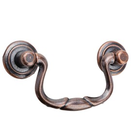 Decoranddecor Antique Copper Brass Vintage Round Pull Swing Ring Kitchen Bathroom Bedroom Cabinet Door Knobs Drawer Furniture Handles (64mm Swing Handle, Antique Copper)