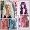 NOSTALGIA Purple Wig with Bangs Long Purple Wavy Wigs for