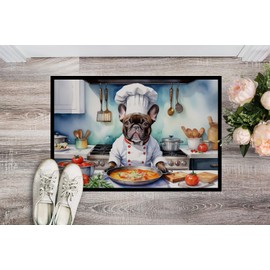 Caroline's Treasures DAC6251MAT French Bulldog The Chef Doormat Front Door Mat Indoor Outdoor Rugs for Entryway, Non Slip Washable Low Pile, 18H X 27W