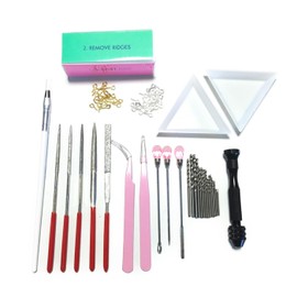 UV Resin Basic Tools, 16 Pieces, Basic Tool Kit, Pin Vice, Toning Sticks, Set of 3, Color Palette, Set of 2, Tweezers, File, 5, Gel Brush, Nail Buffer