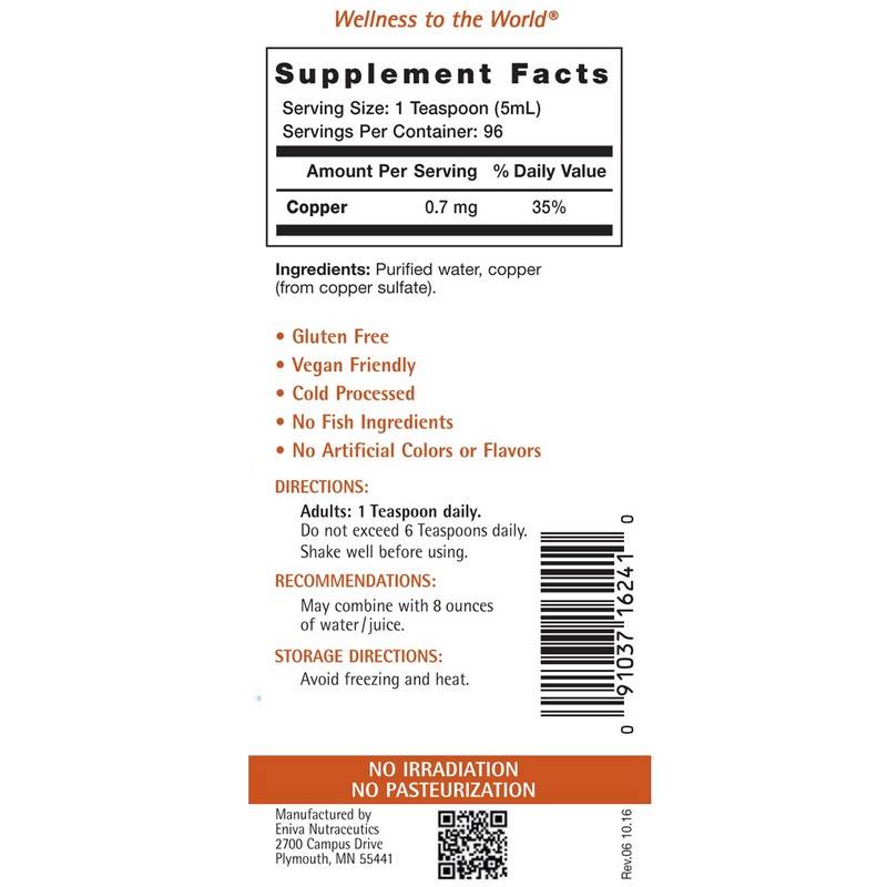 Liquid Ionic Copper Supplement (16oz) Healthy Skin, Veins and Body.