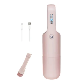 IGOTTE Portable Hand Vacuum Cleaner Handheld Cordless Cleaner for Pet Hair Dirt Home Dust, Car Interior, Lightweight, Easy to Use, Compact Design Battery Rechargeable with USB-C Cable (Pink color)