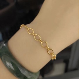 Jewlure 18K Gold Plated Bracelet, Adjustable Simple Long O Chain Slim Fashion Bracelet, Suitable For Valentine's Day, Christmas, Birthday Gift For Women
