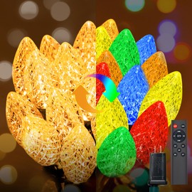 btfarm C9 Christmas Lights Outdoor Color Changing, 50 FT 25 LED Strawberry String Lights with Remote, Plug-in Waterproof Connectable C9 String Lights for Indoor Outdoor Party House Xmas Decorations