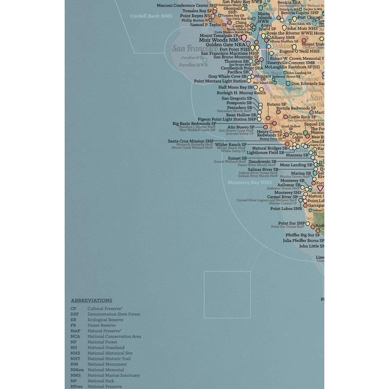 California State Parks & Federal Lands Map 24x36 Poster (Camel