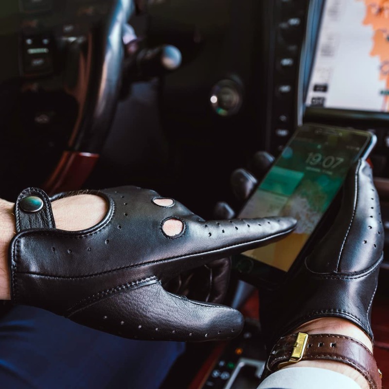 Harssidanzar Leather Driving Gloves For Mens Sheepskin Unlined Driving Gloves