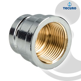 3/4 inch to 1/2 inch reducer, Sleeve reduces internal thread on both sides - chrome-plated brass