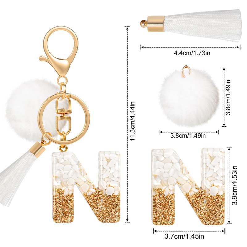 MWOOT Keyring Letter Pompom Tassels, N