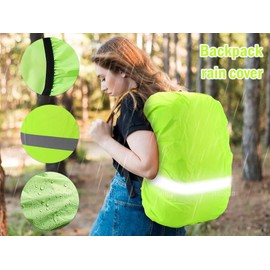 Hitopin Pack of 4 Sunshine Rain Cover Backpack, Backpack Rain Cover, Rain Cover for Backpacks, Waterproof Rain Cover with Reflective Strips, for Hiking, Camping, Travel, Cycling (18-30L)