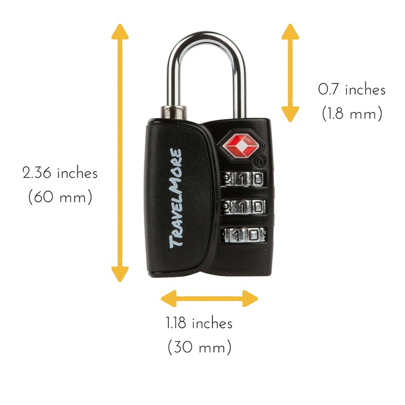 1-Pack TSA Approved 3-Digit Luggage Lock with Open Alert Indicator