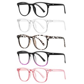 ZEHEXA Reading Glasses for Women Men Lightweight Blue Light Blocking Readers Fashion Computer Eye Glasses Frames - 5 Pack Anti Glare UV Cheaters 3.75