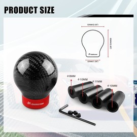 Ryanstar Carbon Fiber Shift knob Round Ball Racing Gear Shift Shifter Knob Head Manual Car with 8mm/10mm/11mm Adapter