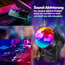 U`king Musikgesteuert Discokugel Blitzlichter, RGB Disco Lichteffekte, 7 Farben Party Lampe mit Fernbedienung für Family Dances Bars Karaoke Wedding Performance Club Weihnachten