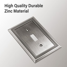 Henne Bery Sunken Pearls Decorative Wall Plate Switch Plate Outlet Cover (Single Toggle, 2 Pack, Heirloom Silver)