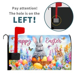 Spring Easter Magnetic Mailbox Cover Bunny Eggs Mailbox Cover Magnetic Standard Size 18 X 21 Inch Butterfly Flowers Mailbox Post Cover Mailbox Wraps Mailbox Decor for Home Garden Outdoor Yard