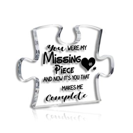 Anniversary Puzzle-Shaped Plaque Gifts, Valentines Day Gifts for Her Him, Anniversary Wedding Gifts, Romantic Boyfriend Gifts, Acrylic Block, Birthday Gifts, for Wife Husband Couple Romantic Gifts