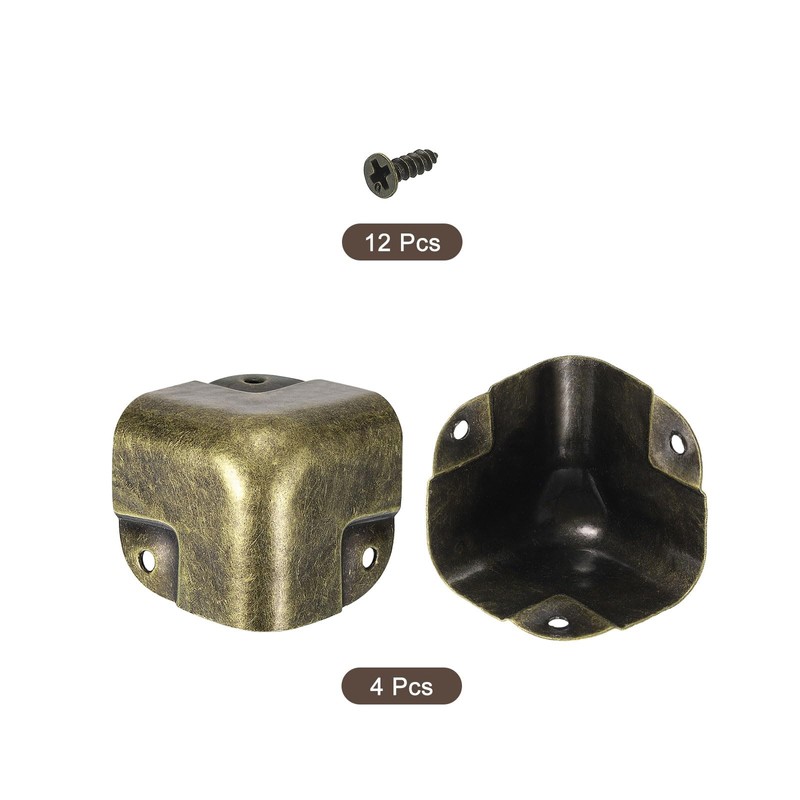 sourcing map 4 Pcs Decorative Box Corner Cover, 37mm Metal