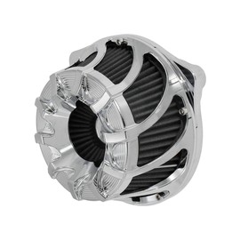 HCmotorku Motorcyle Air Cleaner CNC Air Filter Turbine Intake Kit Fit for Harley Touring Road King Street Glide Softail (Chrome, D For M8 Touring 17-23 Trike 17-25 Softail 18-24)