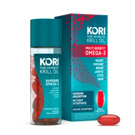 Kori Krill Oil Omega 3 Supplement, Antarctic Krill Oil with Superior Absorption vs Fish Oil, 1200mg Softgels, 30 Softgels, EPA & DHA