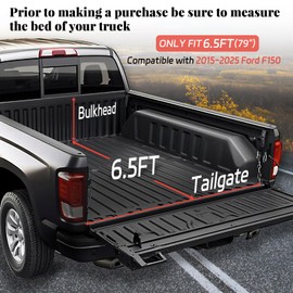 TNMT Soft Roll-up Truck Bed Tonneau Cover Compatible with Ford F150 2015-2025 6.5 Ft (79 in) Bed Vinyl