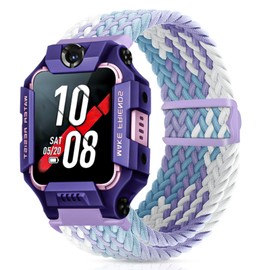 Hexasider Kids Straps Compatible with Watch Phone Z7/Z6/Z1, Nylon Braided Wristbands for imoo Smartwatch Kids Z1/Z6/Z7 Replacement Bands for Girls Boys, Violet