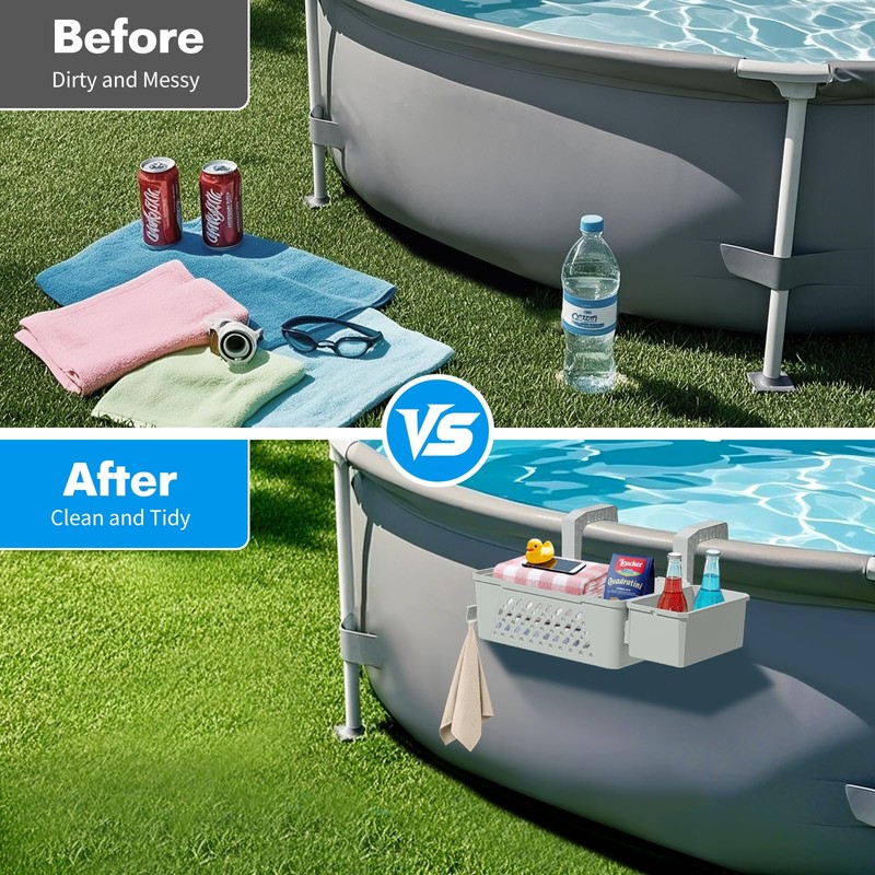 Poolside Storage Basket 2 Pack - Above Ground Pool Accessories,