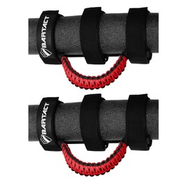 Bartact Roll Bar Grab Handles Jeep Wrangler JL, JK, TJ, YJ, and Jeep Gladiator 1955–2023 Upgrade Metal Buckle, Strong & Durable Paracord Grip Handles for Roll Bar - (Black/Red)
