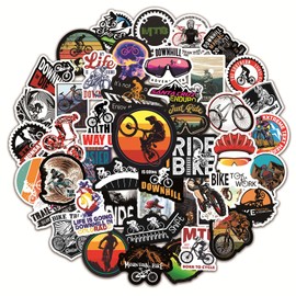 Bicycle Sticker Pack of 50 Vinyl Decals for Mountain Bikes, Road Bikes, BMX, Helmets, Water Bottles