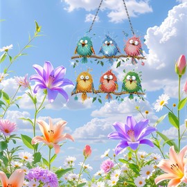 Diamond Painting Spring Window Decoration Hanging Bird Decoration Diamond Painting Window Pictures Spring Decoration Diamond Painting Door Wreath Pendant Spring Hanging Decoration Window Decoration