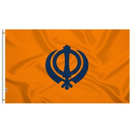 Sikh Khanda Religion Flag 3x5 Ft silk/satin Fabric -Sikhism Sikhs Flags Tapestry Banner House Decoration Yard Garden Gift Banner