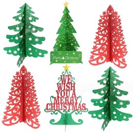 Dusenly 6pcs Paper Christmas Tree Table Decoration Honeycomb Christmas Tree Decorations for Xmas Festival Party Tree