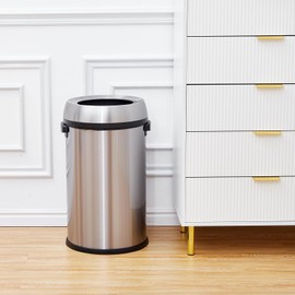LinTimes 13 Gallon/50 L Open Top Trash Can, Stainless Steel Garbage Can with Removable Inner Bucket, Heavy Duty Commercial Grade Round Waste Container for Home, Office, Restaurant
