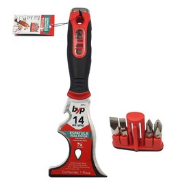 BYP - Espatula Multifuncional Profesional 14 en 1 Para Pintor Con Desarmador Phillips N° 1 y N° 2, Plano 3/16" y 1/4" Martilla/Abrelatas/Saca Clavos/Remueve pintura/Limpia rodillos/Destapador