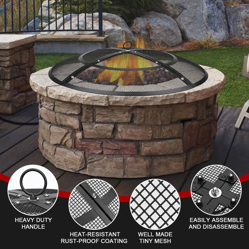 Fire Pit Spark Screen,22 Inch Fire Pit Screen Cover Outdoor