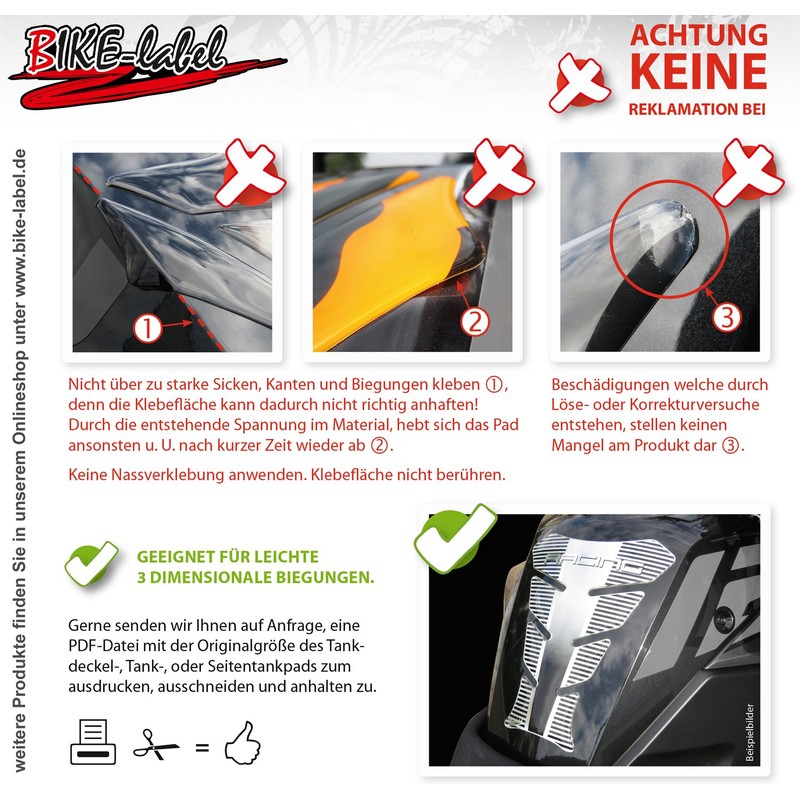 Tank Pad Silver Stripes Tank Protection Compatible with KTM 125