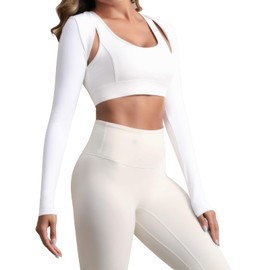 Hiball Workout Bolero Shrug Women Long Sleeves Crop Top, Sports Shrug Open Front Cropped Shirts, Cooling Shawl Arm Sleeves
