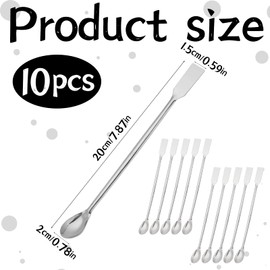 Pack of 10 Laboratory Spatulas, Stainless Steel Laboratory Spatulas, Laboratory Sample Spoons, Stainless Steel Reusable Laboratory Sampling Spoon, Mini Micro Spoon for Laboratories, Clinics,