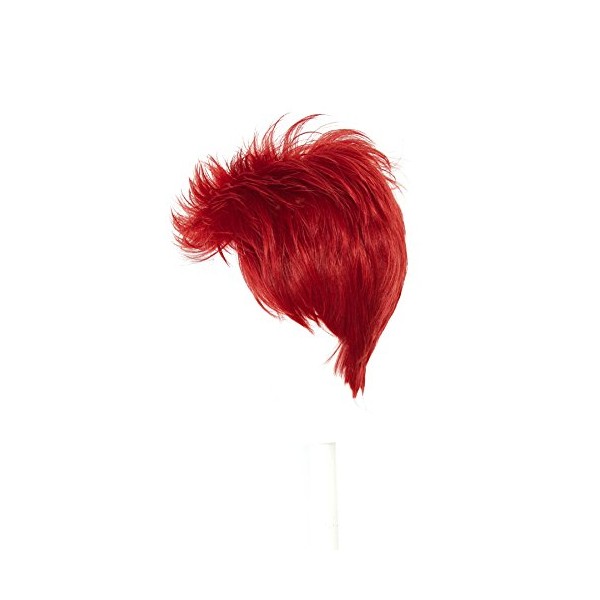 Ryu - Dark Red 3'' Short Spiky Combed Back Wig with no Part