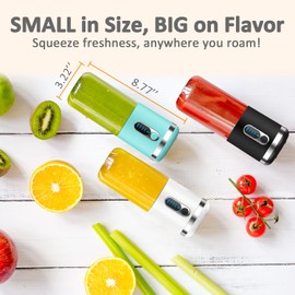 BESNOOW Portable Blender, Personal Blender for Shakes and Smoothies, 4000mAh USB Rechargeable, BPA Free 15.2 Oz 450ML Juicer Cup with 6 Blades and Lid, Portable Juicer for Kitchen/Gym/Outdoor(Blue)