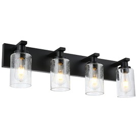 WINSHEN Bathroom Vanity Light Fixtures 4-Lights Seeded Glass Cylinder Shade Modern Farmhouse Wall Sconce Lighting Bath Vanity Lights Over Mirror