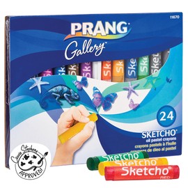 Prang Sketcho Oil Crayons, Round Sticks, 2.5 x 0.5 Inches, 24-Color Set (11670)