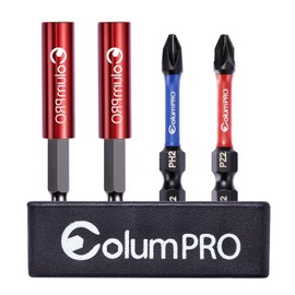 ColumPRO 4PCS Bit Storage Set 2PCS 60mm Strong Magnetic Extension Bit Holder with S2 1 x 50mm PZ2 & 1 x 50mm PH2 Screwdriver Impact Bits Compatible with 1/4 Inch Hex
