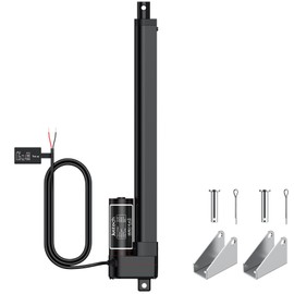 Justech 12V Heavy-Duty Linear Actuator 450LBS/2000N-12inch/300mm Silent IP54 Electric Actuator with Brackets for Electric Windows, RV Adjustments, Solar Trackers, Industrial Machinery, Black
