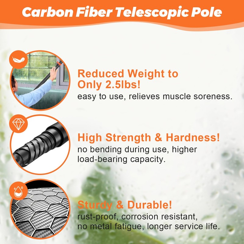 Msnaile Window Washing Kit with Extension Pole 4.7 to 24FT,