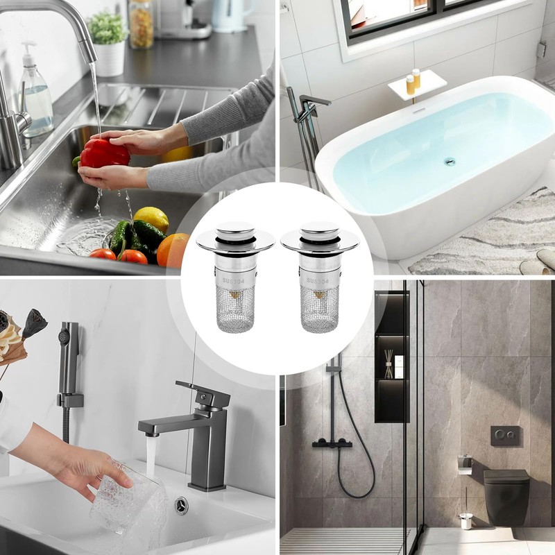 Pack of 2 Sink Plugs for 34-40 mm Drain Drain,